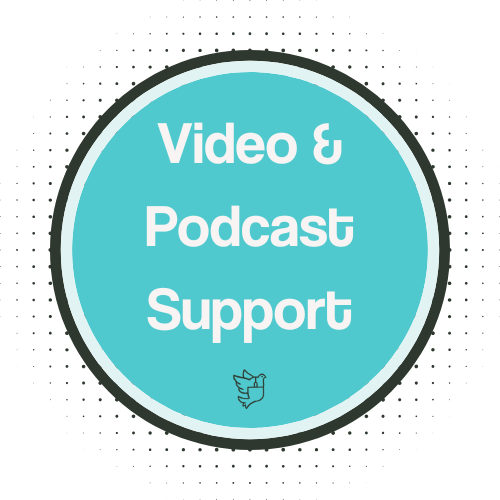 This image has the words video & podcast support in it and is just the header for this part of the page